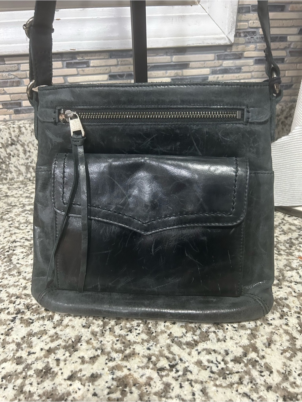 The Sak Black Crossbody Bag with Front Zip Pocket